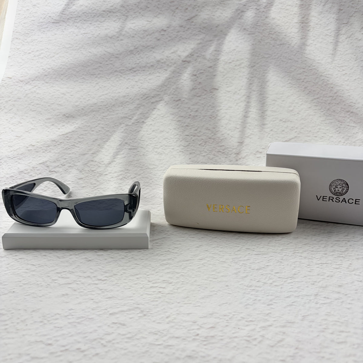 Modern Rectangular Frames | Translucent Gray Sunglasses UV Protection