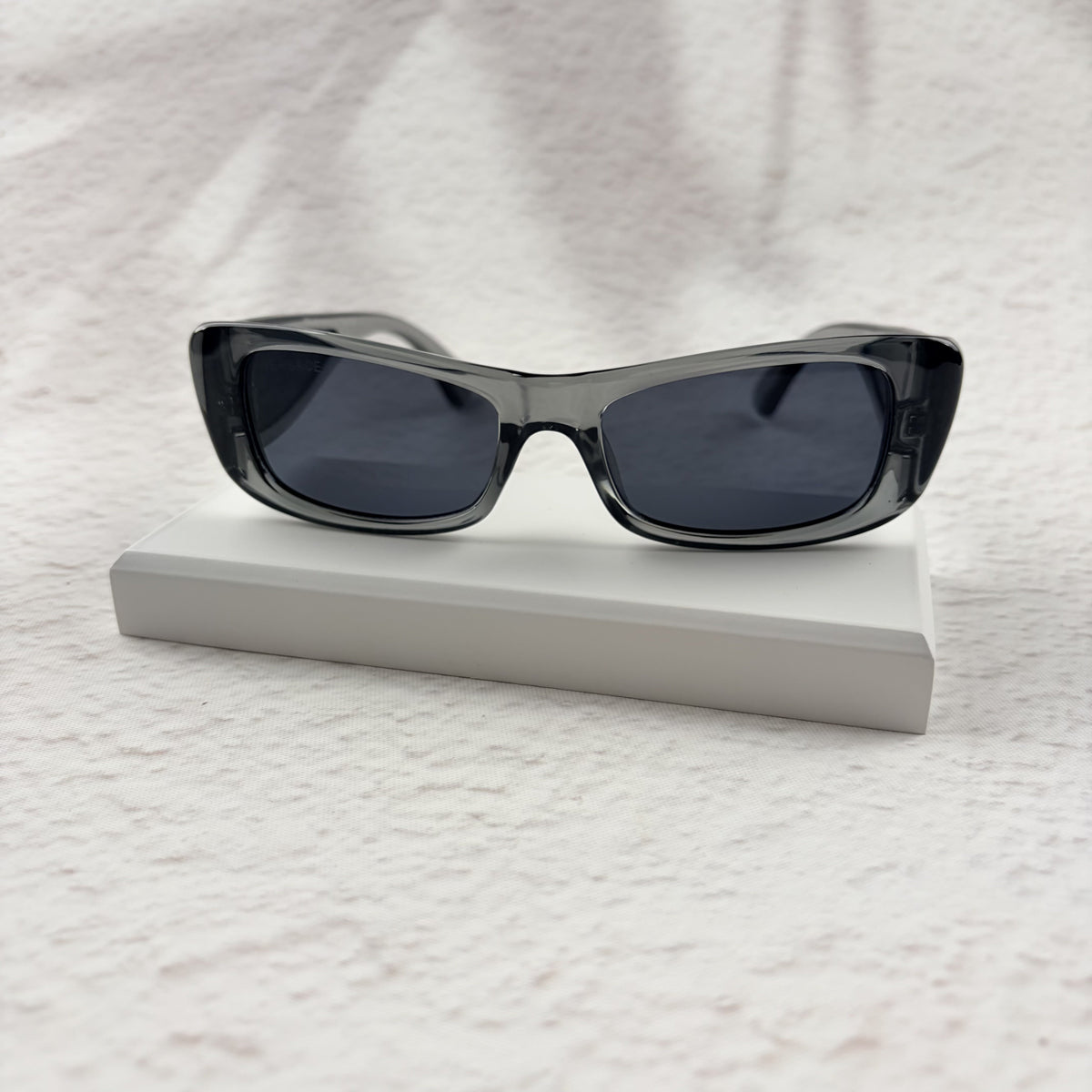 Modern Rectangular Frames | Translucent Gray Sunglasses UV Protection